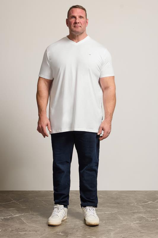 BadRhino Big & Tall White Extra Long V-Neck T-Shirt | BadRhino 2