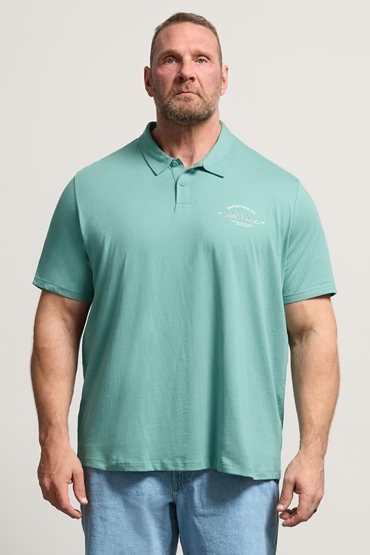  JACK & JONES Big & Tall Mineral Blue Polo Shirt