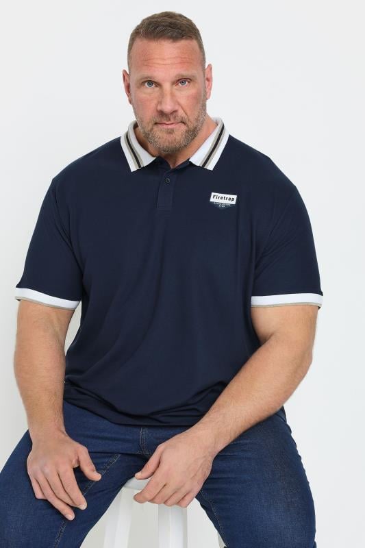 FIRETRAP Big & Tall Navy Blue Jersey Polo Shirt | BadRhino 1