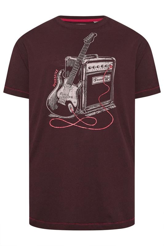 D555 Big & Tall Burgundy Red Guitar Graphic Print T-Shirt | BadRhino 1