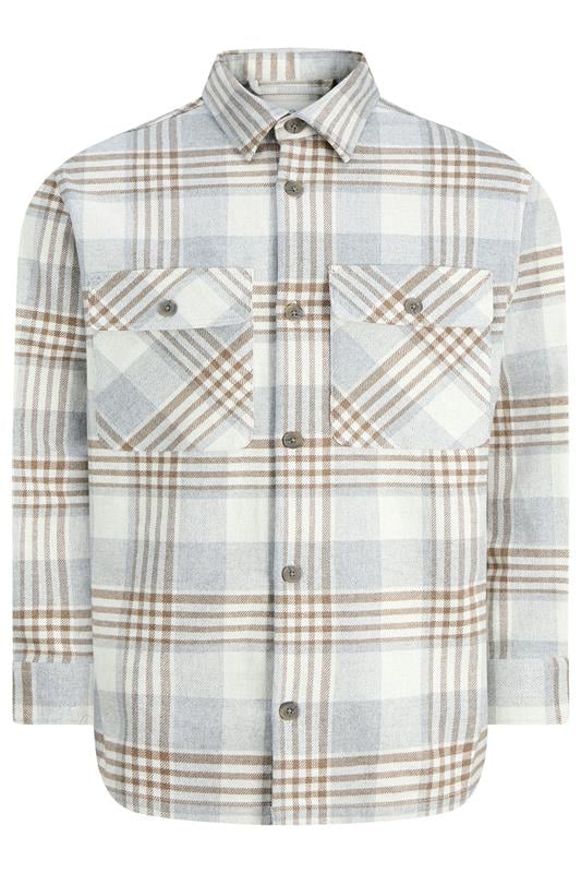 Men's  JACK & JONES Big & Tall White & Brown Check Overshirt