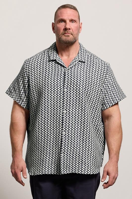 JACK & JONES Big & Tall Navy Blue Crochet Shirt | BadRhino 1