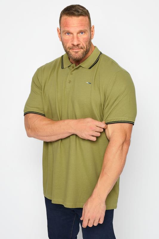 Men's  BadRhino Big & Tall Moss Green Tipped Core Polo Shirt