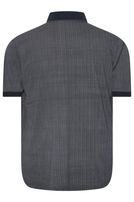 D555 Big & Tall Navy Blue Jacquard Polo Shirt | BadRhino 2