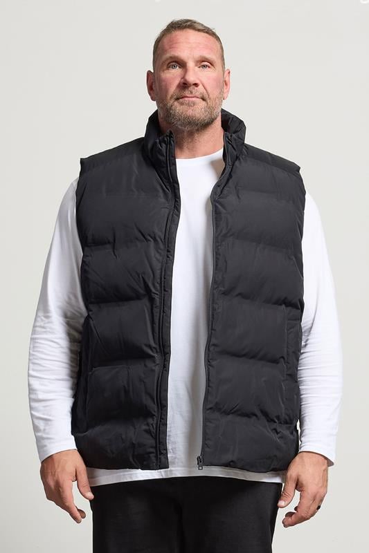 Men's  JACK & JONES Big & Tall Black Collared Puffer Bodywarmer