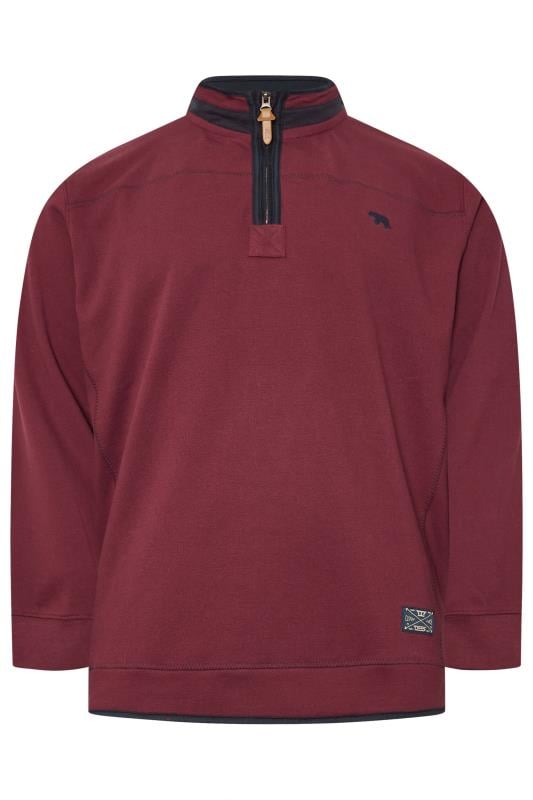 D555 Big & Tall Burgundy Quarter Zip Sweatshirt | BadRhino 1