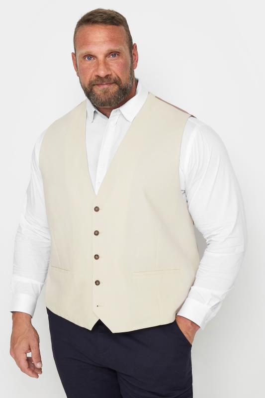 Men's  BadRhino Tailoring Big & Tall Stone Linen Suit Waistcoat