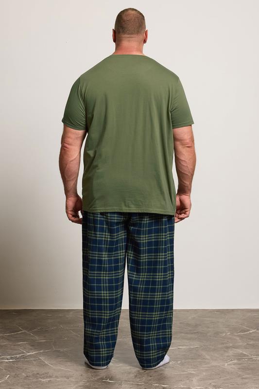 BadRhino Big & Tall Khaki Green Check Pyjama Set | BadRhino 2