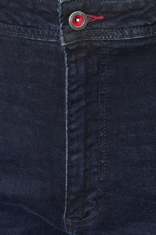 D555 Big & Tall Blue Black Tapered Stretch Jeans | BadRhino 3