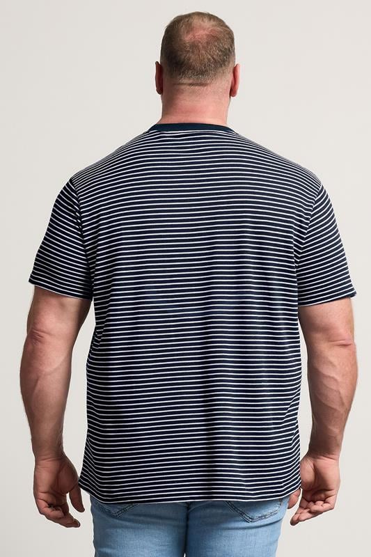 BadRhino Big & Tall Navy Blue Stripe Pique T-Shirt | BadRhino 4