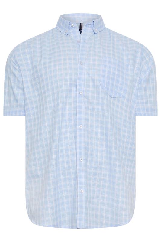 BadRhino Big & Tall Blue Short Sleeve Checked Shirt | BadRhino 4