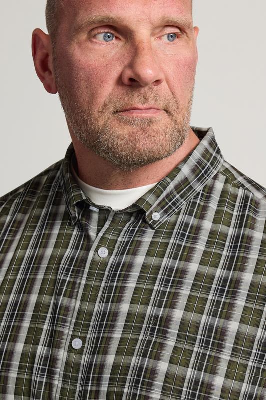 BadRhino Big & Tall Green Check Print Short Sleeve Shirt | BadRhino 4