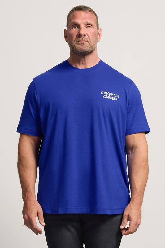  JACK & JONES Big & Tall Blue Crew Neck Back Graphic Tee