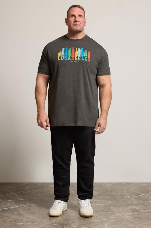 D555  Big & Tall Charcoal Grey 'Los Angeles' T-Shirt