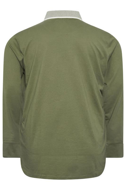 KAM Big & Tall Sage Green Long Sleeve Polo Shirt | BadRhino 4