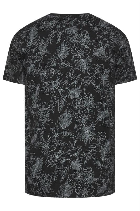 BadRhino Big & Tall Black Leaf Outline Print Short Sleeve T-Shirt | BadRhino 4