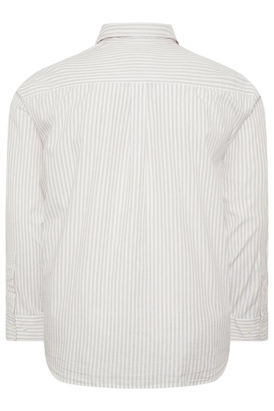 JACK & JONES Big & Tall White & Green Striped Poplin Shirt | BadRhino 2