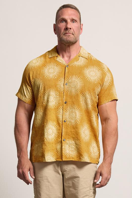  JACK & JONES Big & Tall Amber Brown Sun Print Resort Shirt