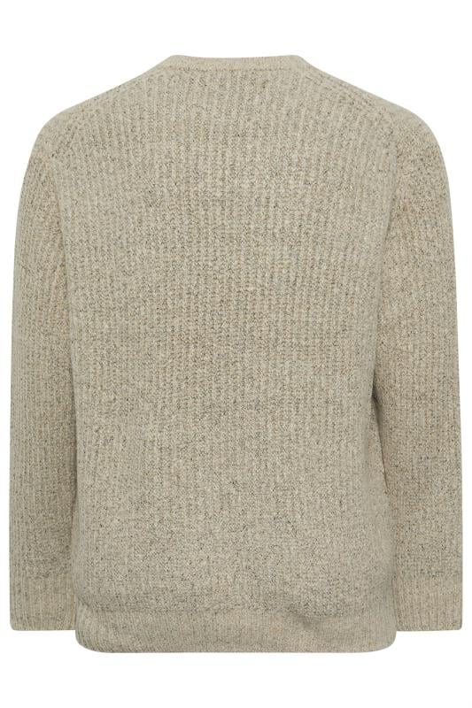 JACK & JONES Big & Tall Stone Brown Crew Neck Jumper | BadRhino 4