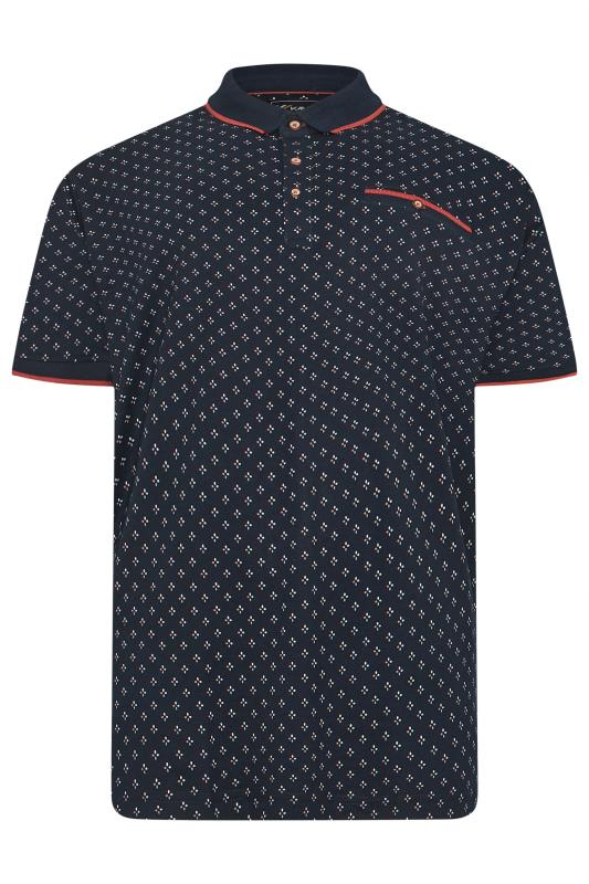 KAM Big & Tall Navy Geometric Print Polo Shirt | BadRhino 3