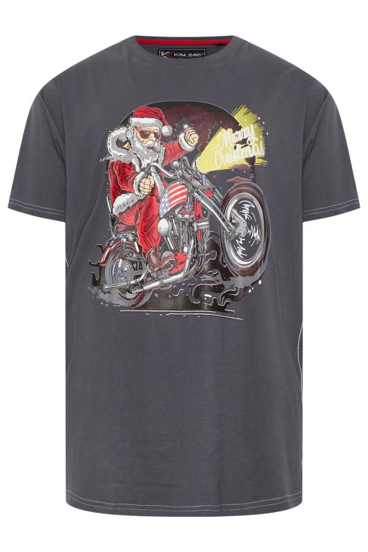 KAM Big & Tall Red Santa Biker Christmas T-Shirt | BadRhino 3