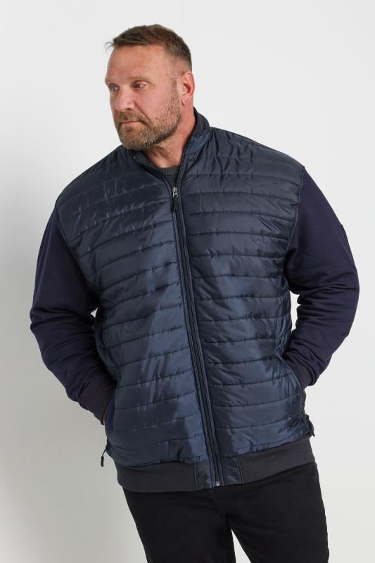 KAM Big & Tall Navy Blue Hybrid Zip Through Hoodie | BadRhino 1