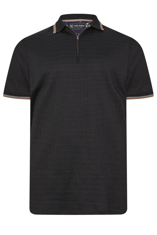 KAM Big & Tall Black Quarter Zip Polo Shirt | BadRhino 3