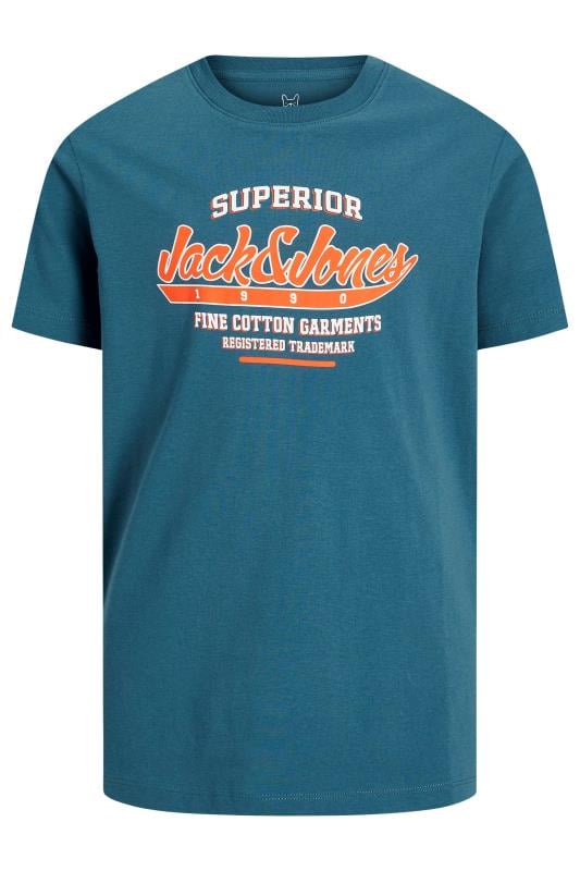 JACK & JONES Big & Tall Blue 'Superior' Printed T-Shirt | BadRhino 1