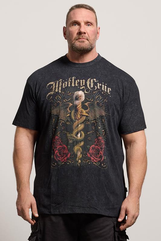  BadRhino Big & Tall Black Extra Long Motley Crue Acid Wash Graphic T-Shirt