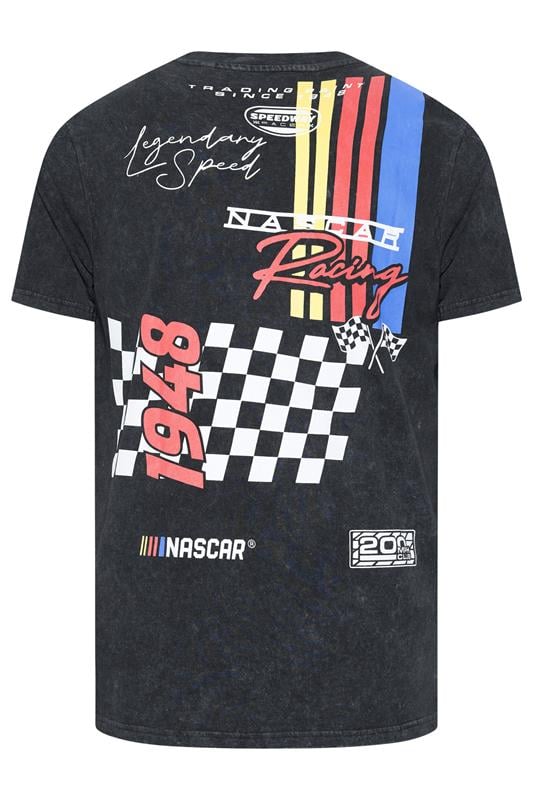 BadRhino Big & Tall Black Acid Wash Nascar Graphic T-Shirt | BadRhino