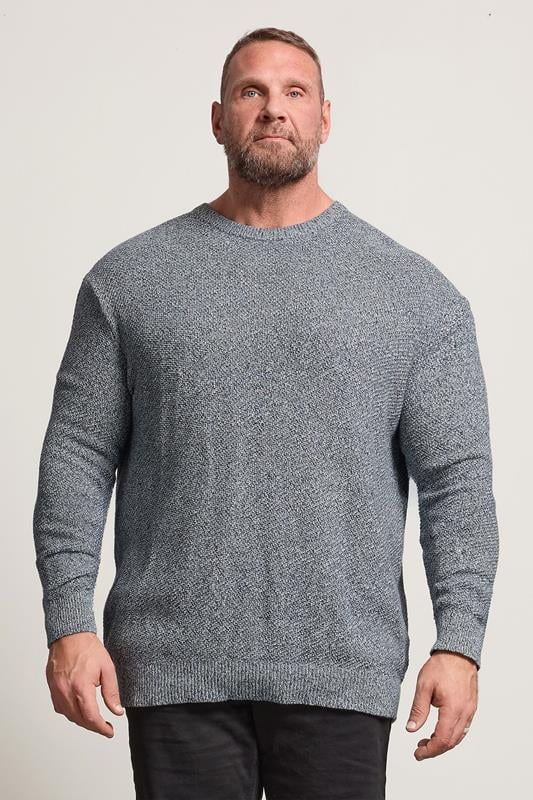 Men's  BadRhino Big & Tall Blue Crew Neck Knitted Jumper