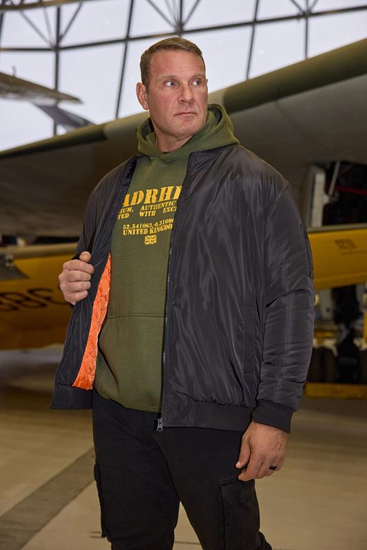 Men's  BadRhino Big & Tall Black Zip Through Bomber Jacket