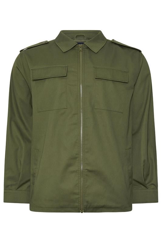 Men's  BadRhino Big & Tall Khaki Green Military Zip Through Overshirt