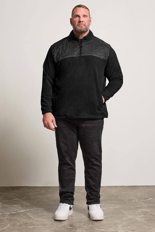 Men's  BadRhino Big & Tall Black Quarter Zip Quilted Fleece Jacket