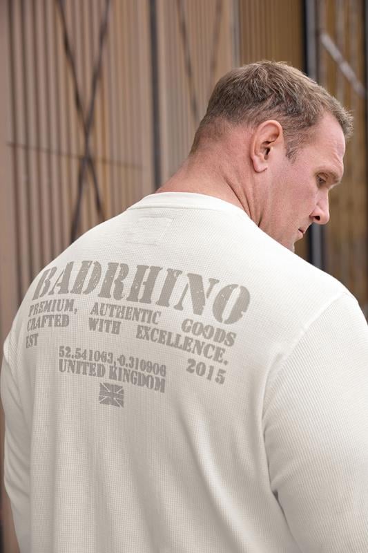 BadRhino Big & Tall Off-White Military Waffle Texture Long sleeve T-Shirt | BadRhino 2