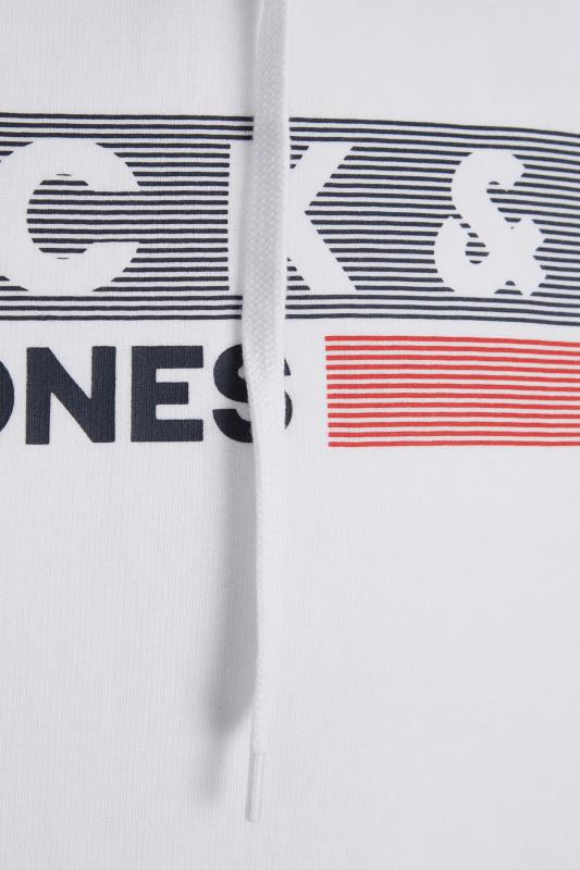 JACK & JONES Big & Tall White Logo Print Hoodie | BadRhino 2