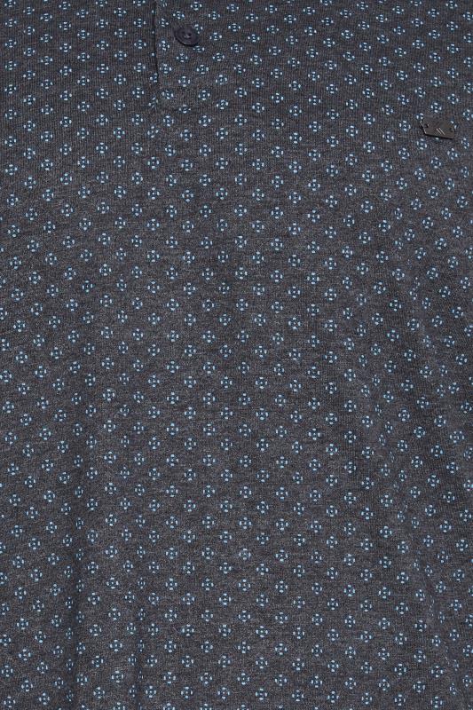 KAM Big & Tall Indigo Blue Dobby Print Polo Shirt | BadRhino 2