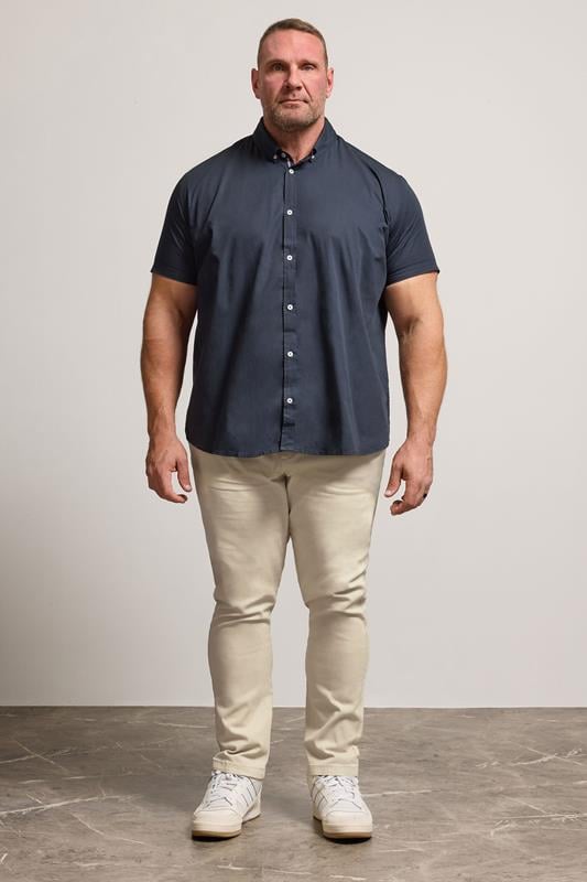 BadRhino Big & Tall Navy Poplin Short Sleeve Shirt | BadRhino 2