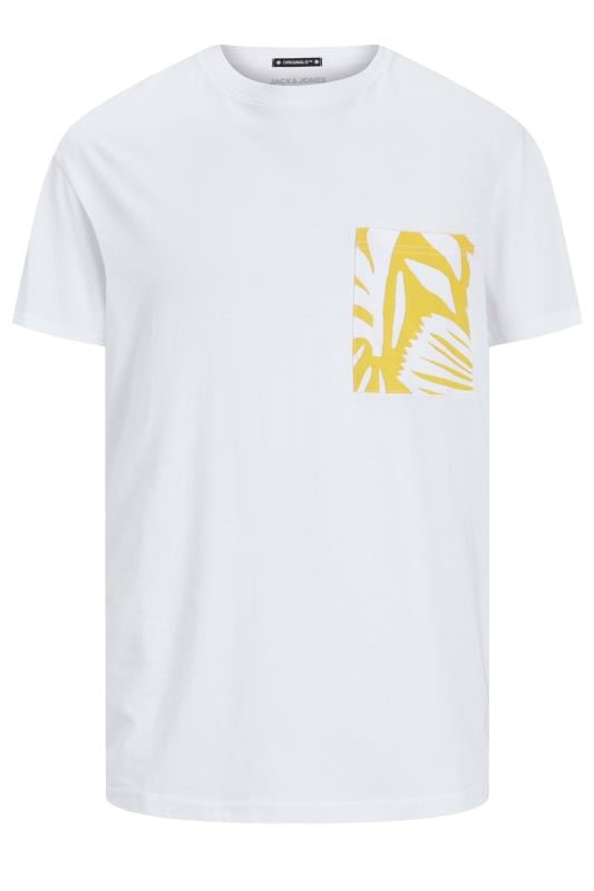 JACK & JONES Big & Tall White Contrast Pocket Short Sleeve T-Shirt | BadRhino 1