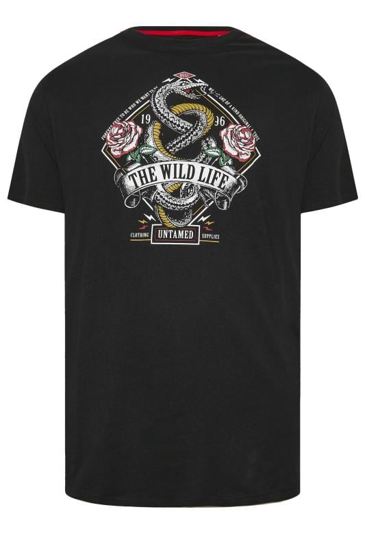 D555 Big & Tall Black 'The Wild Life' Graphic Print Tee | BadRhino 1