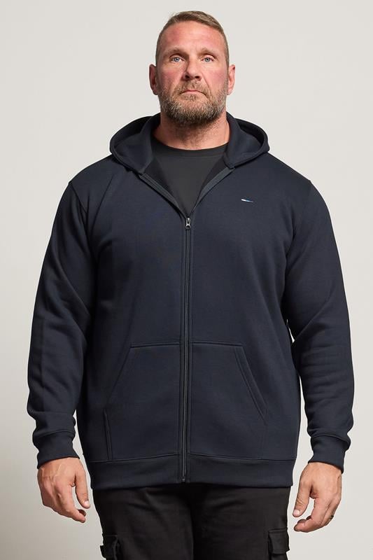 BadRhino Big & Tall Navy Blue Zip Through Hoodie | BadRhino 1