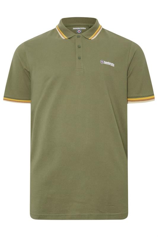 Men's  LAMBRETTA Big & Tall Khaki Green Tipped Polo Shirt