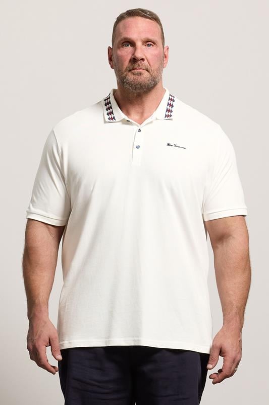  Ben Sherman Big & Tall White Pique Polo Shirt
