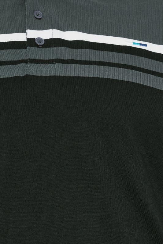 BadRhino Big & Tall Grey & Black Colourblock Stripe Polo Shirt | BadRhino 2