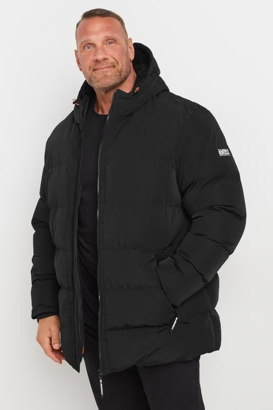 BadRhino Big & Tall Black Hooded Logo Puffer Jacket | BadRhino 3