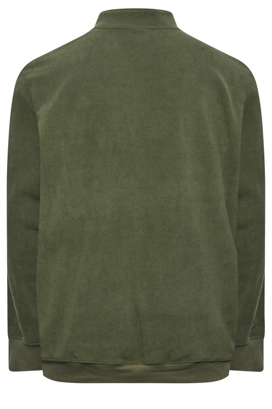 JACK & JONES Big & Tall Green Quarter Zip Fleece Sweatshirt | BadRhino 4