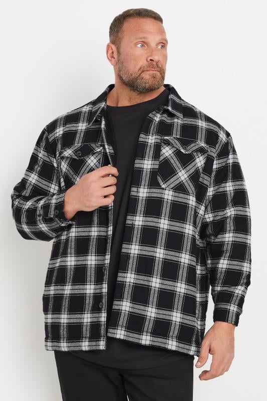 BadRhino Big & Tall Black Checked Borg Shacket | BadRhino 1