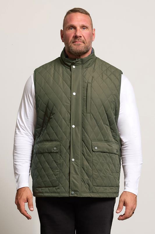 Men's  BadRhino Big & Tall Khaki Green Diamond Quilted Gilet