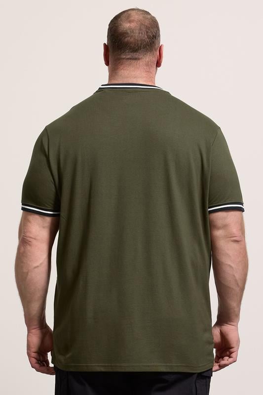 BadRhino Big & Tall Olive Green Pique Ringer T-Shirt | BadRhino 2