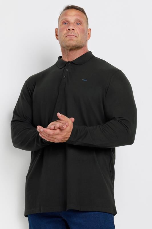 BadRhino Black Longer Length Long Sleeve Polo Shirt | BadRhino 1